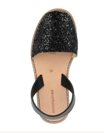 Sandale Avarca paillettes negro Minorquines