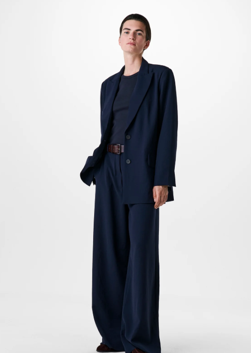 Pantalon bleu en Crêpe japonaise ZENGGI  Y05-1013