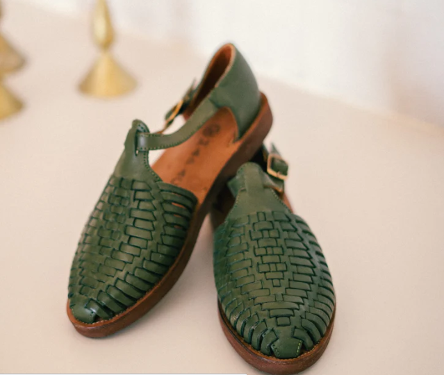 Sandale PEONIA  en cuir OLIVE MAPACHE
