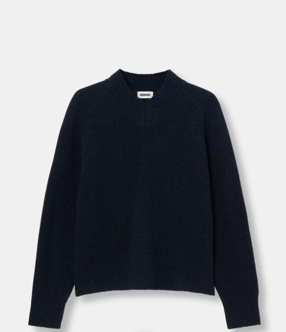Pull en Laine oversize en laine d'agneau et soie Y03-1020 Blue ZENGGI