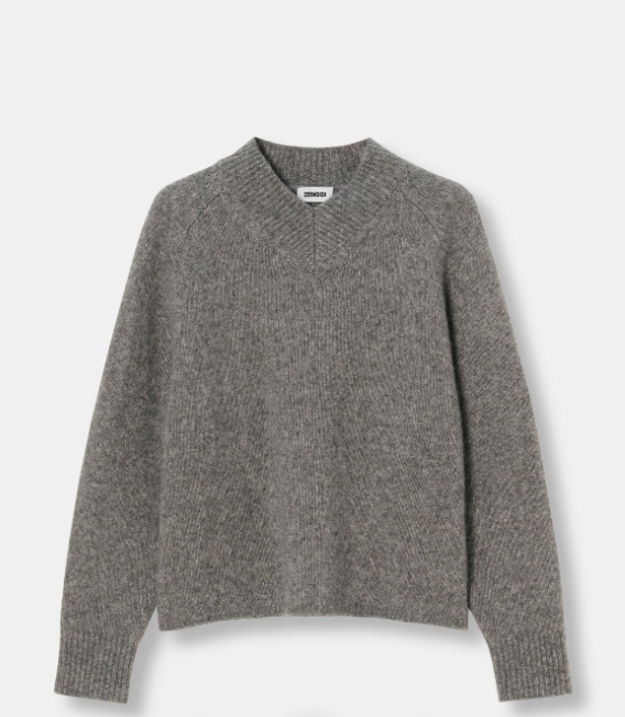 Pull en Laine oversize en laine d'agneau et soie Y03-1020 Gris ZENGGI