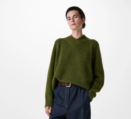 Pull en Laine oversize en laine d'agneau et soie Y03-1020 Green ZENGGI
