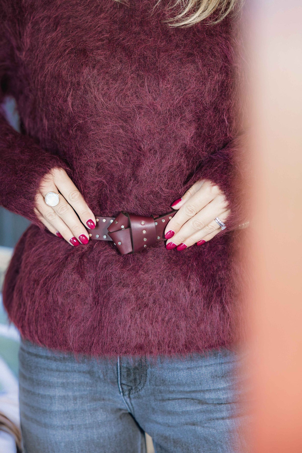 Ceinture RENARD  Clous Bordeaux  HERBERT FRERE SOEUR