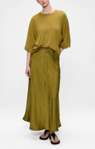 Jupe longue en satin vert ZENGGI X07-1007