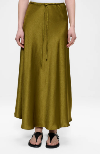 Jupe longue en satin vert ZENGGI X07-1007