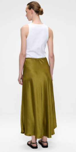 Jupe longue en satin vert ZENGGI X07-1007