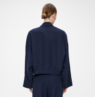 Blazer court bleu en Crêpe japonaise ZENGGI X09-1001