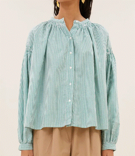 Blouse Yume rayée verte et blanche BY BAR