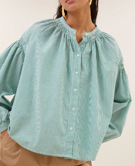 Blouse Yume rayée verte et blanche BY BAR